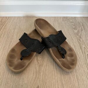 Black Leather Jack Rogers Sandals